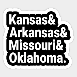 Kansas Arkansas Missouri Oklahoma Sticker